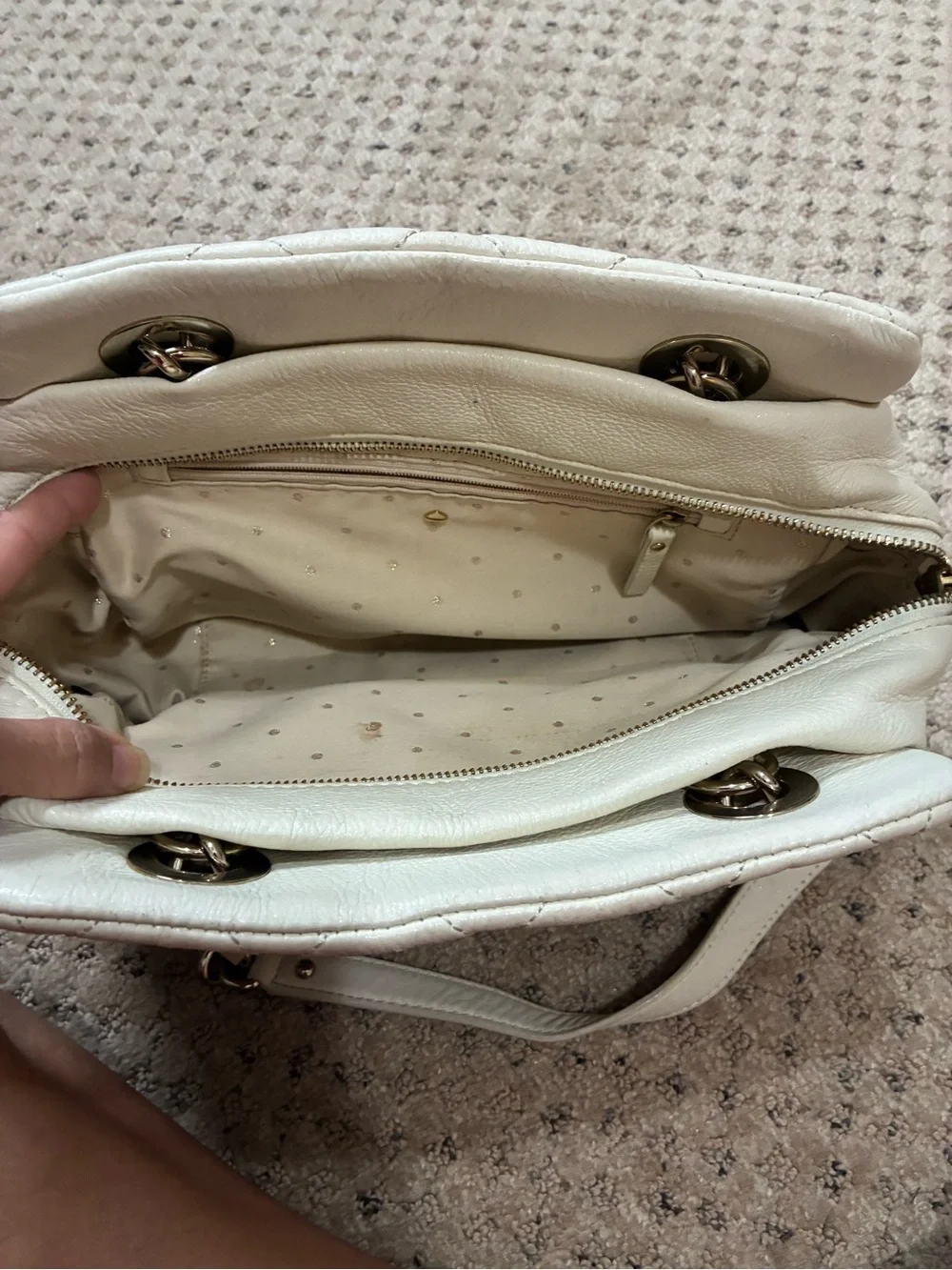 kate spade Cream Quilted Chain-Handle Shoulder Bag
